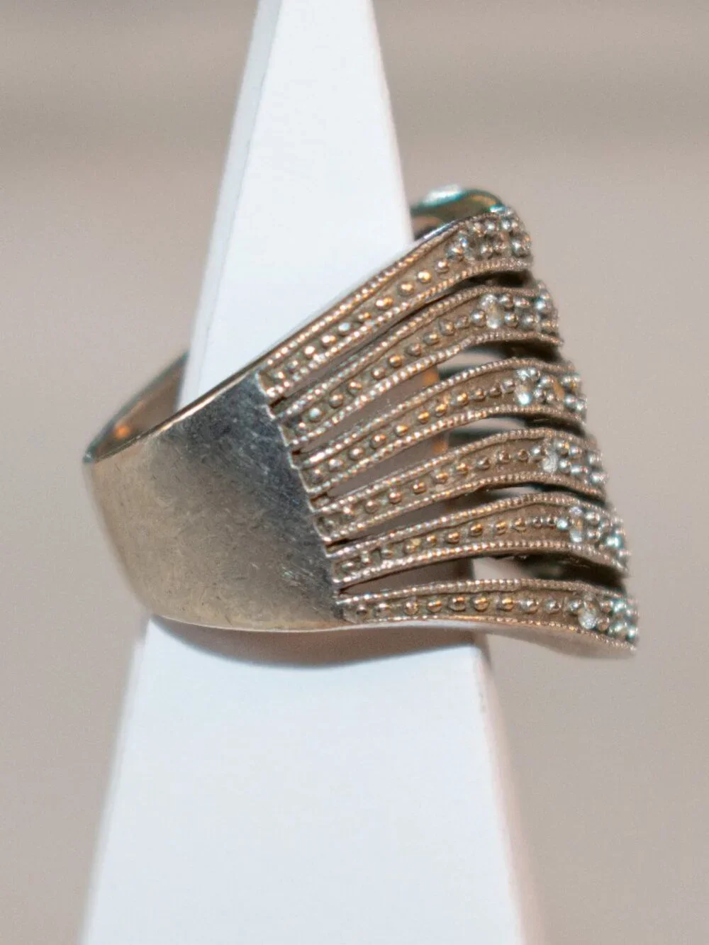 Banana Republic Sterling Silver 925 Cubic Zirconia Wave Style Pave Bands Ring